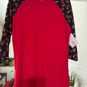 LuLaRoe Red Floral Long Sleeve Top